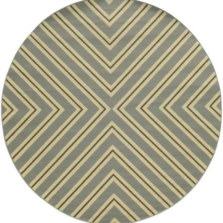 Milton Geometric Outdoor Area Rug - Grey/ Ivory 1, 8' x 8'