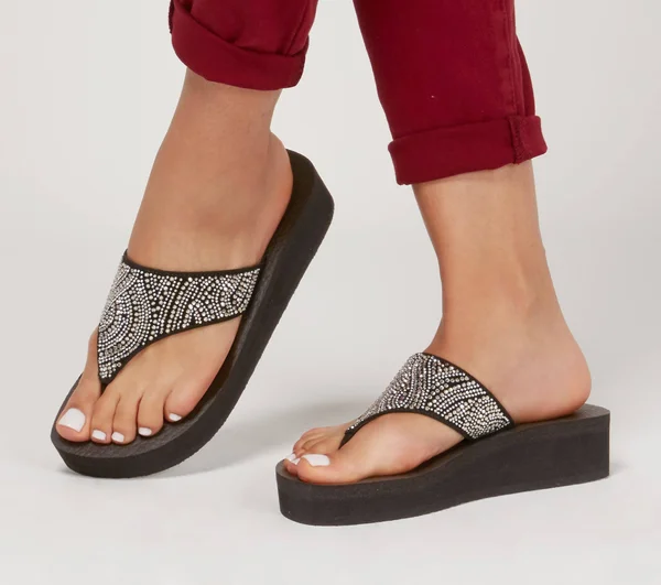 Skechers Women's Vinyasa - Stone Candy Wedges - Black, 5.0