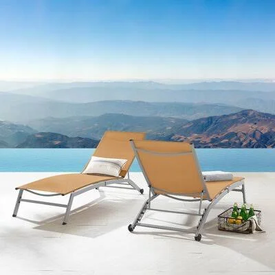 Alisea Sun Lounge Set Ebern Designs Frame Color: Gray - Color: Orange