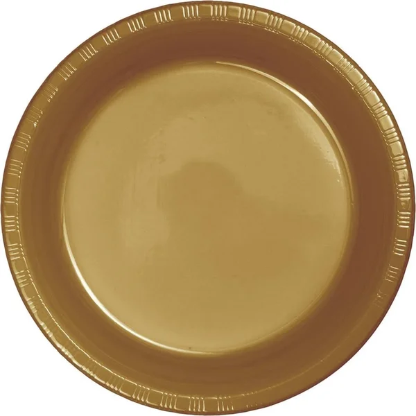 Creative Converting 28103021B Glittering Gold Dinner Plate - Plastic, Solid Bulk (Case of 600)