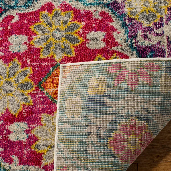 Safavieh Monaco MNC248R 5&1x22 x 7&7x22 Grey - Fuchsia Area Rug
