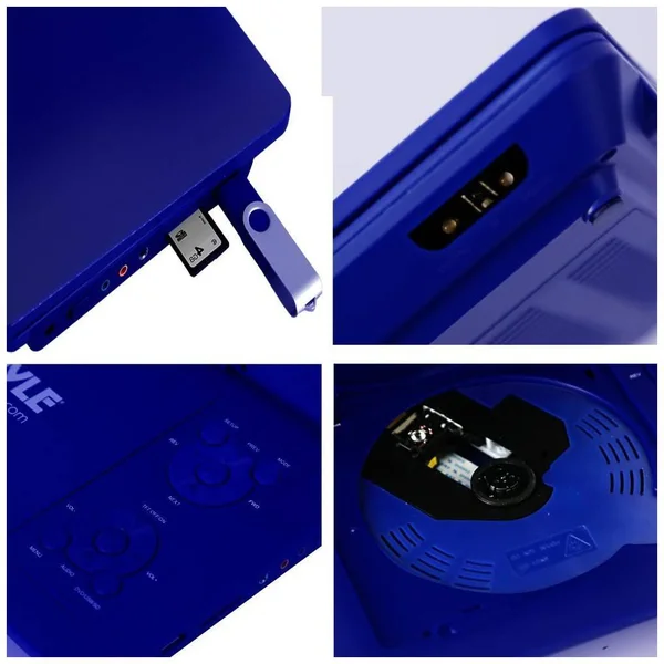 Pyle 9x22 Portable CD/DVD Player, Built-In battery, Usb/sd Card Memory Readers (Blue), 10.0 x 7.3 x 8.3