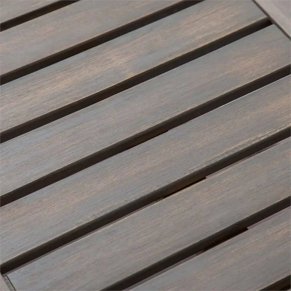 Noble House Hopkins 54 in. Grey Wood and Black Metal Outdoor Bench