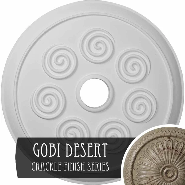 25 1/4x22OD x 4x22ID x 2x22P Spiral Ceiling Medallion (Fits Canopies Up to 4x22), Hand-Painted Gobi Desert Crackle