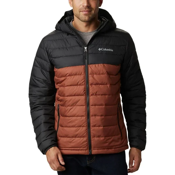 Columbia Men's Powder Lite Hooded Jacket - Large - Dark Amber, Black
