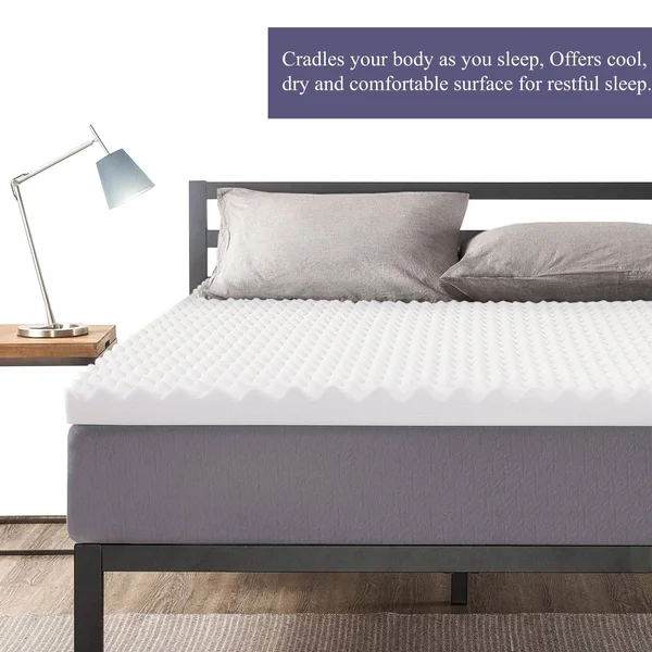 ONATAN High Density Convoluted Egg Shell Breathable Foam Topper, Adds Comfort to Mattress - King - 1 inch