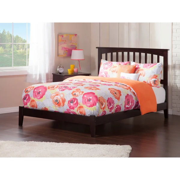 Atlantic Furniture Mission Queen Platform Bed with Open Foot Board in Espresso - Brown