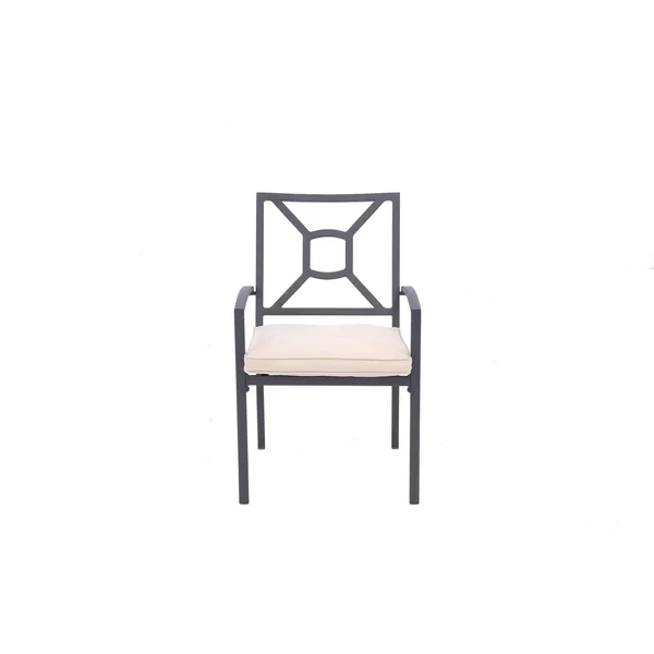 San Marino Outdoor Aluminum Dining Armchair with Cushion - Set of 2 - Black