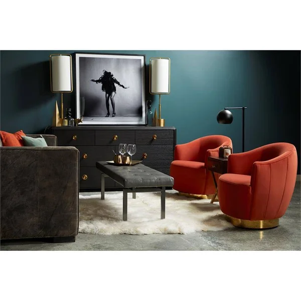 HomeFare Black & Brass Side Table with Drawer