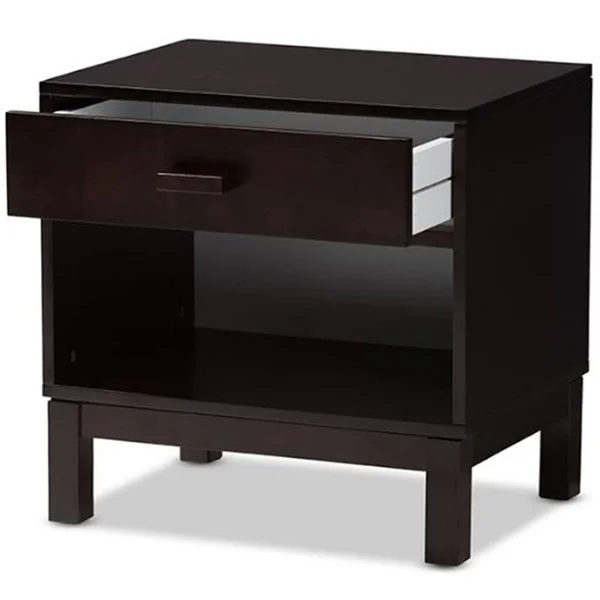 Baxton Studio Deirdre 1 Drawer Nightstand in Espresso