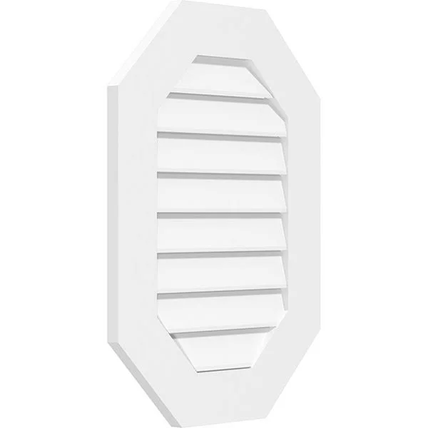 Ekena Millwork GVPOV22X4201SF 22x22W x 42x22H Vertical Elongated Octagon Surface Mount PVC Gable Vent: Functional - w/ 3-1/2x22W