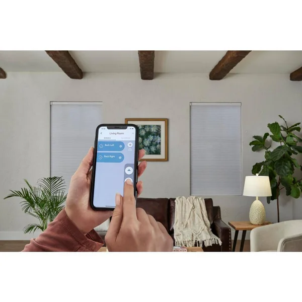 Home Decorators Collection White Cordless Blackout Motorized Cellular Shade - 19.25 in. W x 48 in. L - Winter White