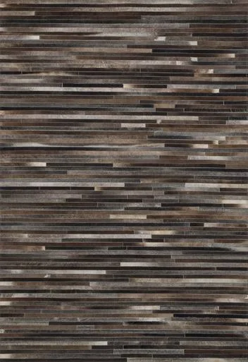 Promenade Charcoal Rug - 5 x 8 - Cowhide Leather, Black Forest Decor