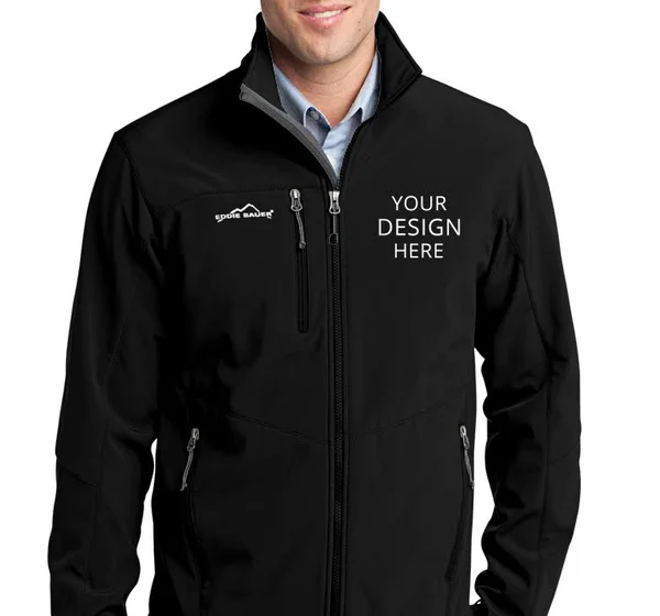 Custom Embroidered Eddie Bauer Men's Logosportswear Jackets - ? Soft Shell Jacket - Size: L, Black