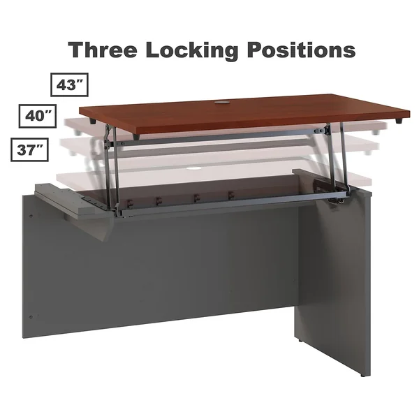 Bush Business Furniture Series C 72w 3 Position Bow Front Sit to Stand L Shaped Desk with File Cabinet, Hansen Cherry/Graphite G