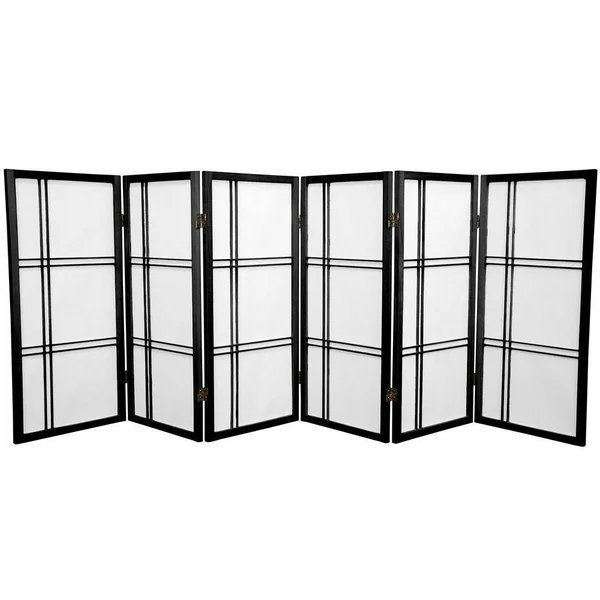 Oriental Furniture 3 ft. Tall Double Cross Shoji Screen - 3 Panel - White