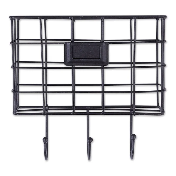 DII Black Farmhouse Wire Wall Organizer with Hooks