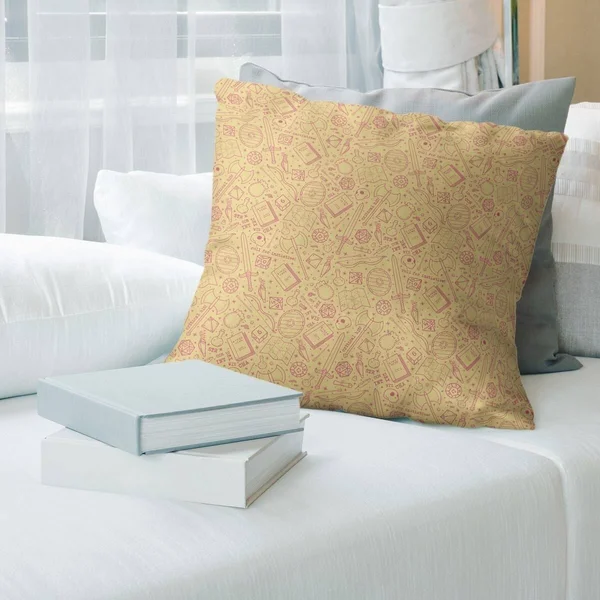 Yellow Feature Full Color RPG Pattern Throw Pillow - 26 x 26 - Yellow & Pink - Polyester