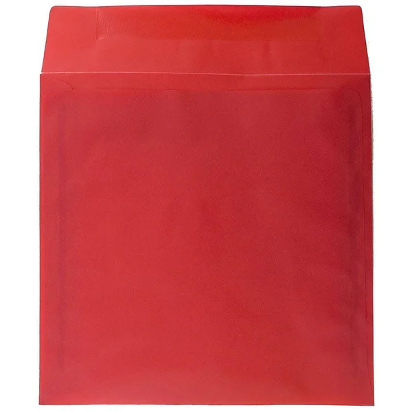 Jam Paper 8.5 x 8.5 Square Translucent Vellum Invitation Envelopes - Primary Red, 50/Pack (1592165I)