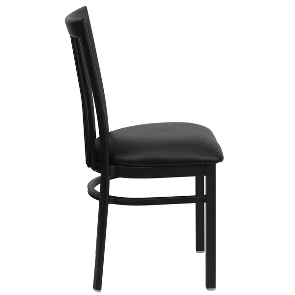 Flash Furniture Hercules School House Back Metal Dining Chair - Black Vinyl