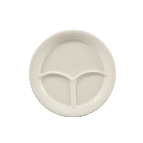 CAC China CMP-9 Stoneware Round Plate with 3 Compartments, 9-1/2-Inch, American White, Box of 24