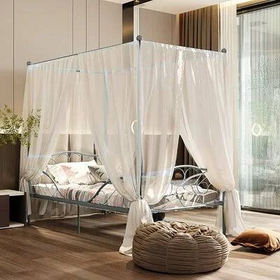 Lecenta Twin Canopy Bed Willa Arlo Interiors Color: Silver