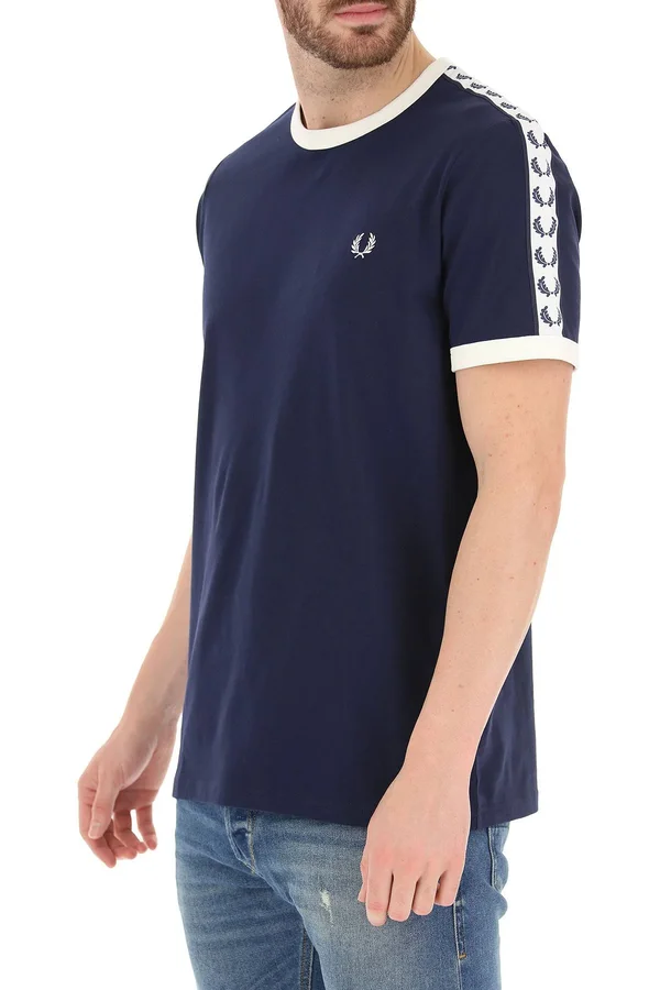 Fred Perry Taped Ringer T Shirt Blue