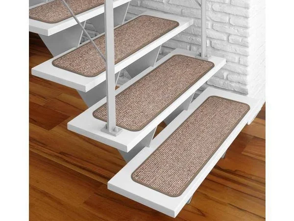 Set of 12 Adhesive Carpet Stair Treads - Pebble Beige - 8 in. x 30 in.