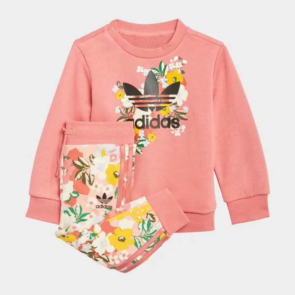 Adidas Girls& Infant and Toddler Originals Her Studio London Floral Crew Sweatshirt and Jogger Pants Set GN2256 - 18 Month - Pin