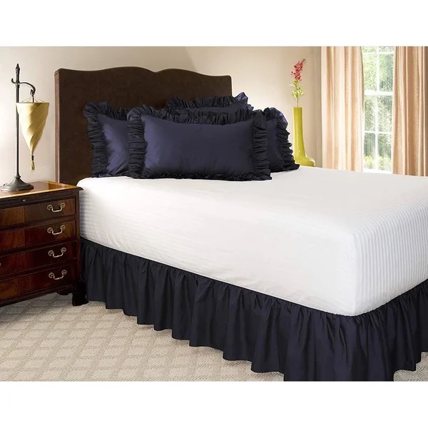 Ruffled Bed Skirt with Split Corners - King 14x22 Drop - Brown
