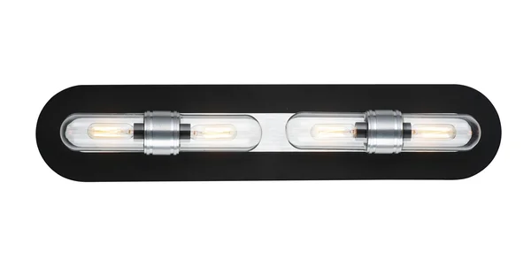 Maxim Lighting 21704CLBKAL Dual 4-Light Bath Vanity in Black, Brushed Aluminum
