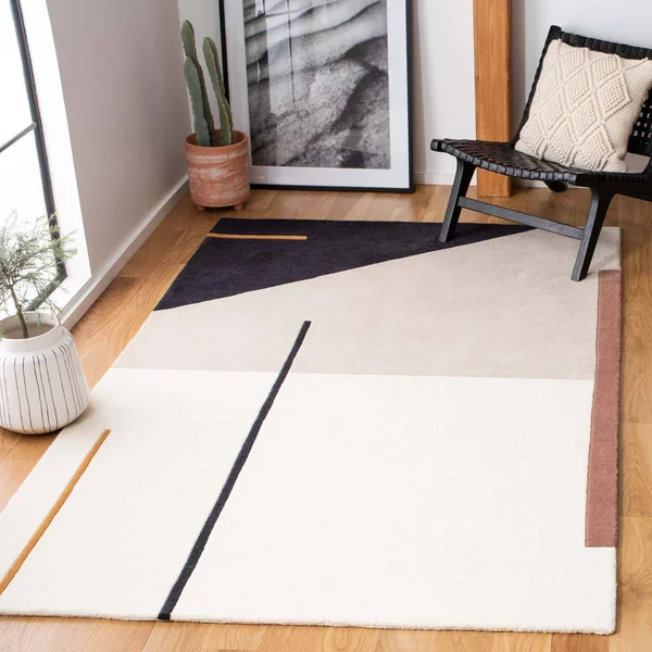 Safavieh Fifth Avenue Rug Collection FTV110A - Ivory, Black - 7' x 7' Square
