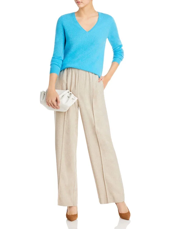C by Bloomingdale&s V-Neck Cashmere Sweater - 100% Exclusive - x Small - Marled Plum