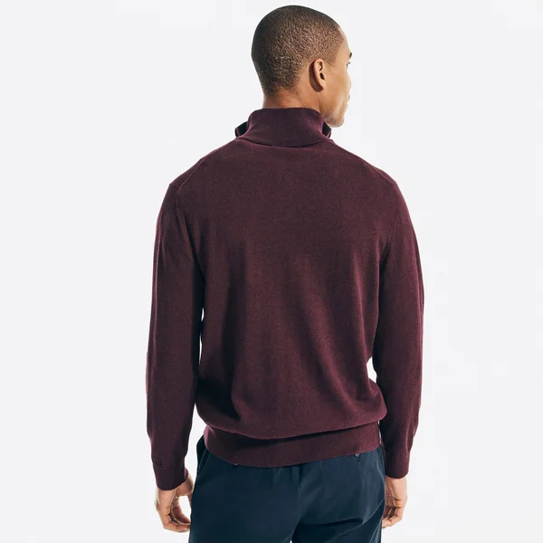 Nautica Men's Navtech Classic-Fit Jersey Knit Quarter Zip - Shipwreck Burgundy Heather - Size Xs