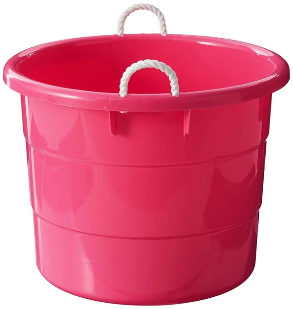 Homz 18-Gallon Kids Storage Rope Handle Tub - Pink - 4 pack