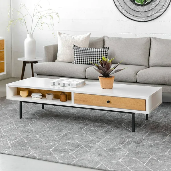 Article White and Oak Bios Rectangular 53x22 Coffee Table