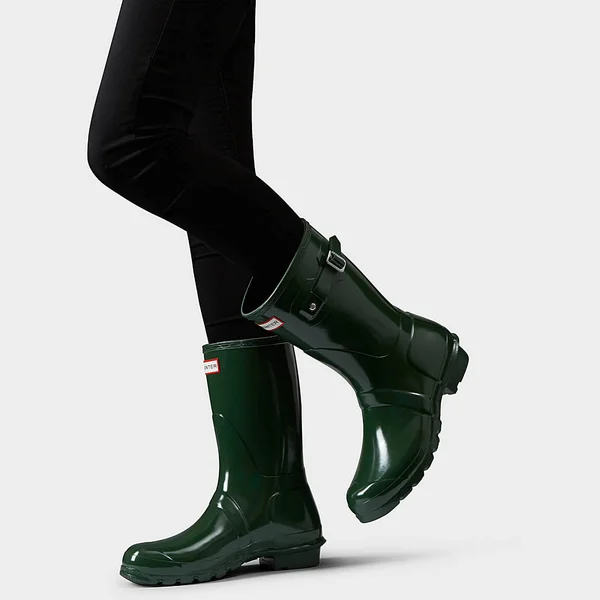 Hunter Women's Original Short Gloss Rain Boots - Green US 7