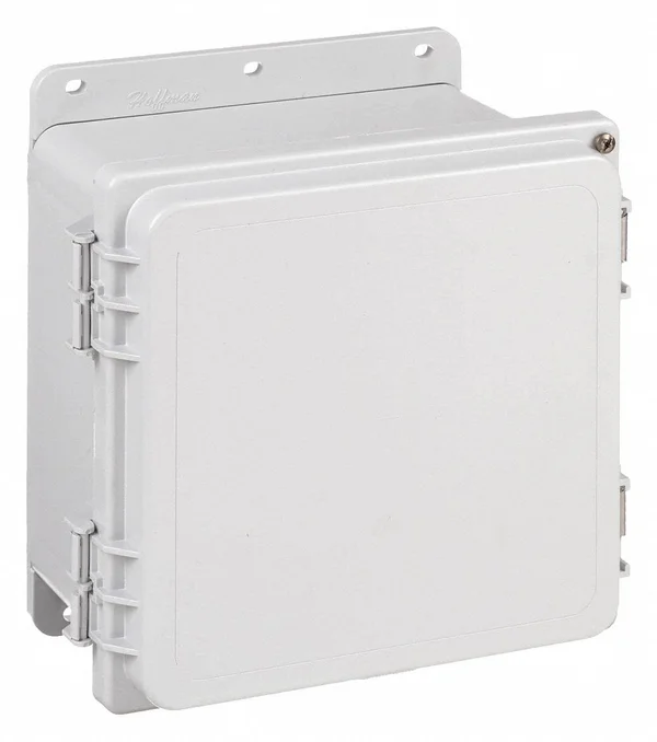 Hoffman 10 inH x 10 inW x 6 Ind Non-Metallic Enclosure, Light Gray, Knockouts: No, Quick Release Latch Closu A10106PHC