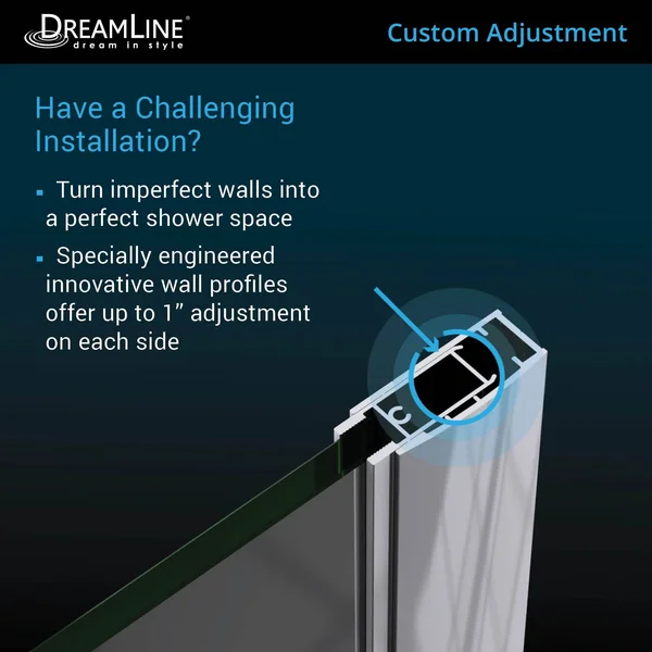 DreamLine SHDR-4325000-04 Elegance-LS 25 1/4 - 27 1/4x22W x 72x22H Frameless Pivot Shower Door in Brushed Nickel