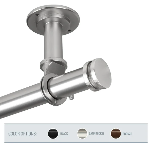 InStyleDesign Pita 1 inch Diameter Ceiling Curtain Rod/ Room Divider, Size: 160 to 240 Inches, Silver