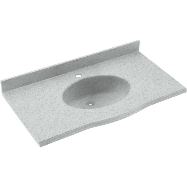 Swan Europa Solid Surface 37-in x 22-in Vanity Top in Tahiti Gray