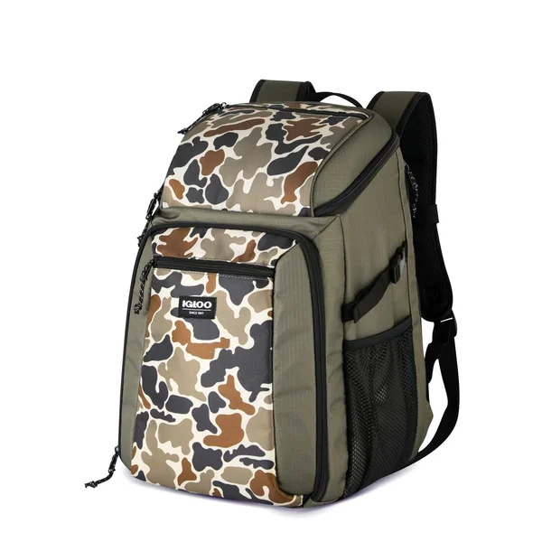 Igloo Gizmo Durable & Adjustable Insulated 30 Can Cooler Backpack - Camouflage