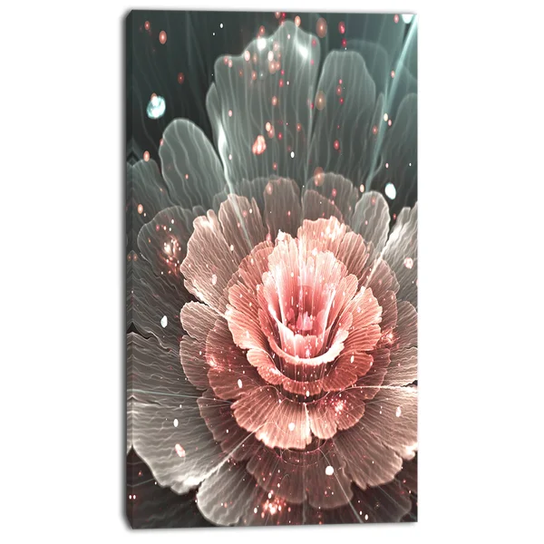 Designart &Abstract Fractal Pink Gray Flower& Graphic Art on Wrapped Canvas Size: 40x22 H x 30x22 W x 1x22 D
