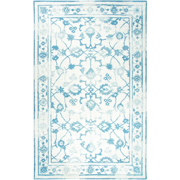 Dynamic Rugs Avalon 88802 Rug - 5' x 8', Ivory/Light Blue