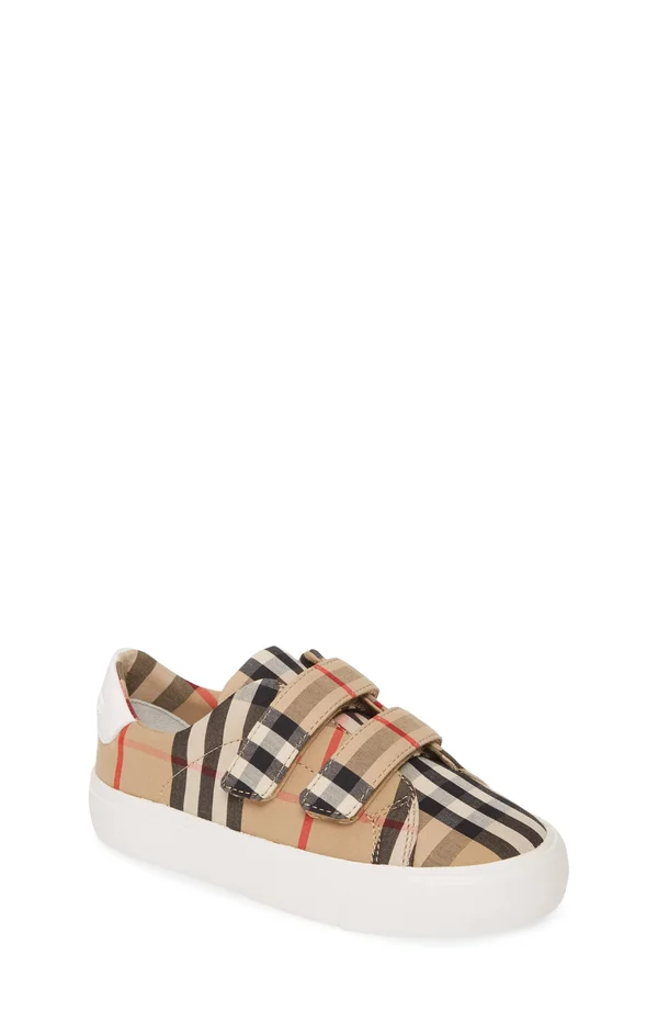 Burberry Unisex Mini Markham Check Low-top Sneakers - Walker - Toddler - Black
