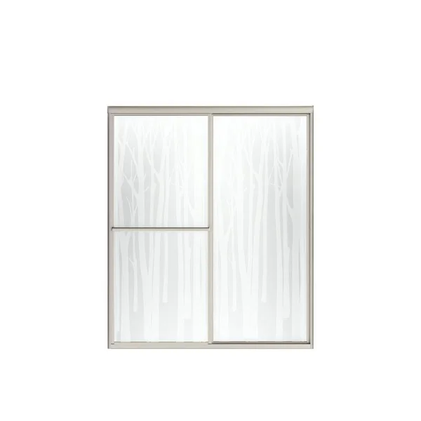 Sterling Deluxe 59.375 in. x 70 in. Framed Sliding Shower Door in Nickel with Handle