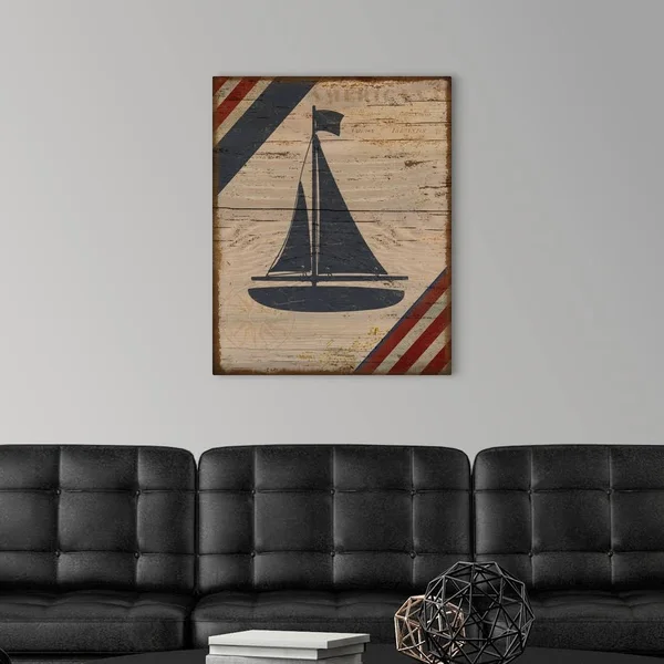 Nautical Americana Boat - Large Solid-Faced Canvas Wall Art Print, Great Big Canvas