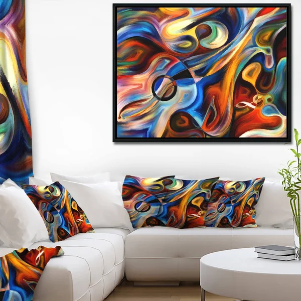 Designart & Abstract Music and Rhythm & Abstract Framed Canvas Art Print, Size: 34 inch x 18 inch