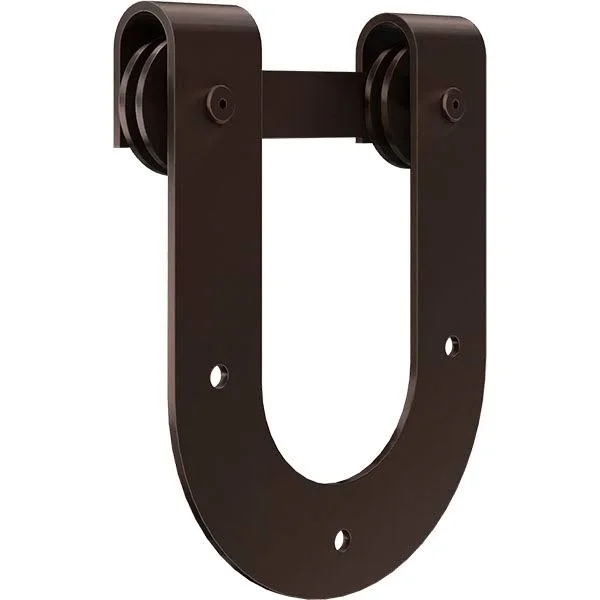 Premium Horseshoe Roller Hanger w/ Bolts for Barn Door for 2 1/4x22 Doors - Rustic Brown