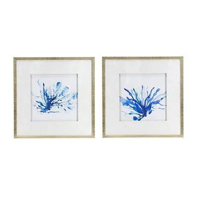 Blue Coral Framed Art Prints, Set of 2
